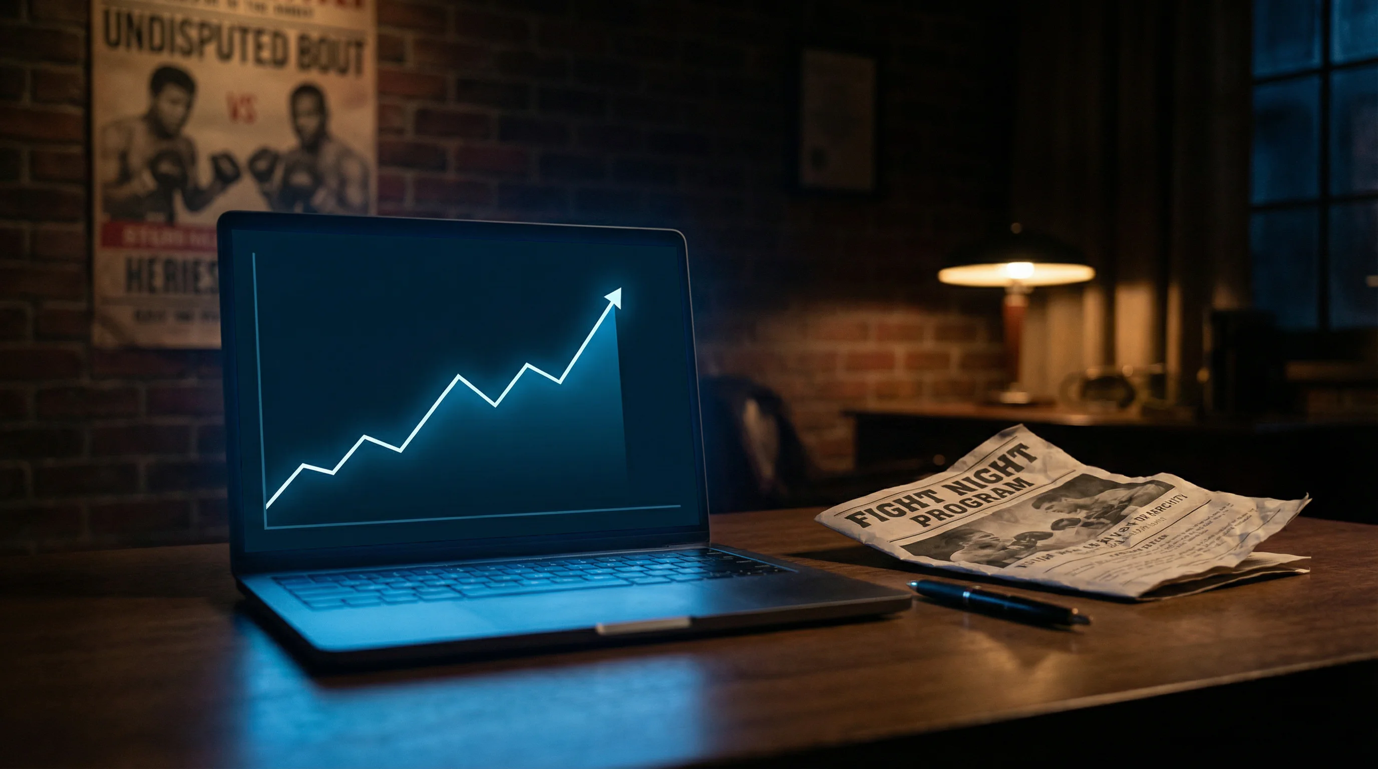 Quotenbewegung beim Boxen: Linienverschiebung auf einem Bildschirm vor einem Boxring