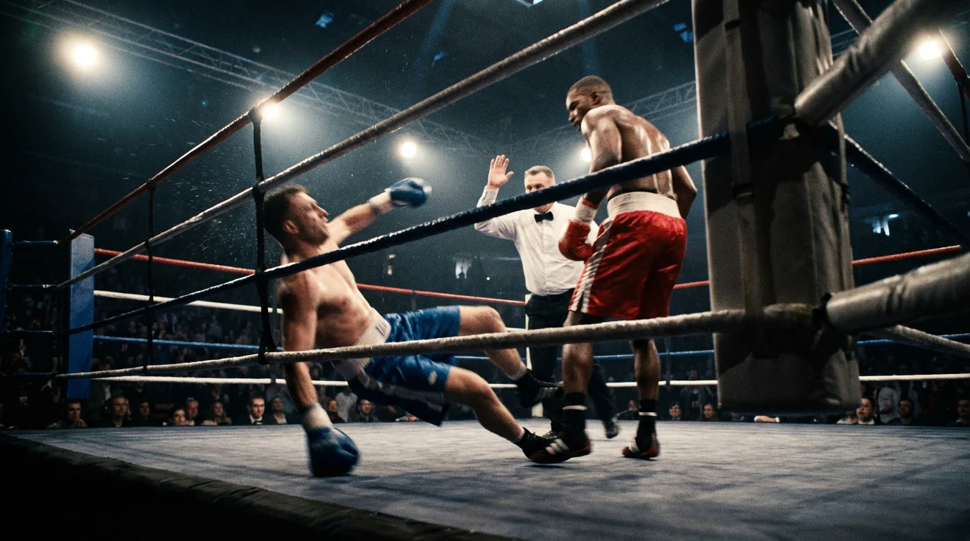 Boxer am Boden nach Knockout in mittlerer Runde – Rundenwette Boxen