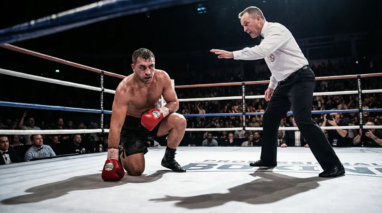 Spezialwetten Boxen – Knockdown-Szene im Boxring