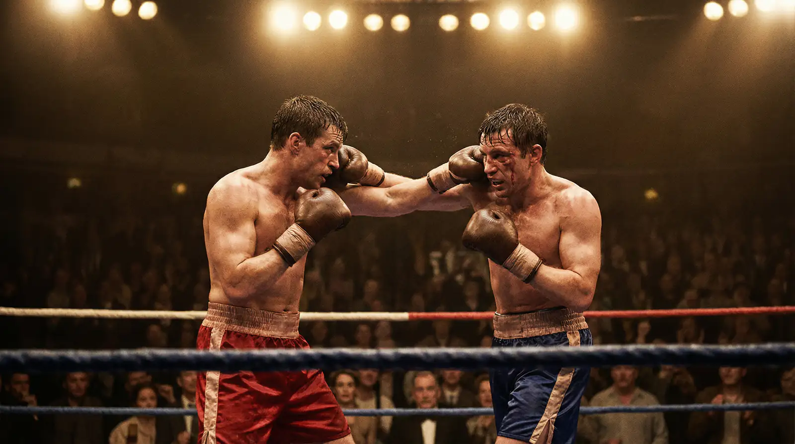 Zwei Boxer im intensiven Schlagabtausch – Über/Unter Wetten Boxen