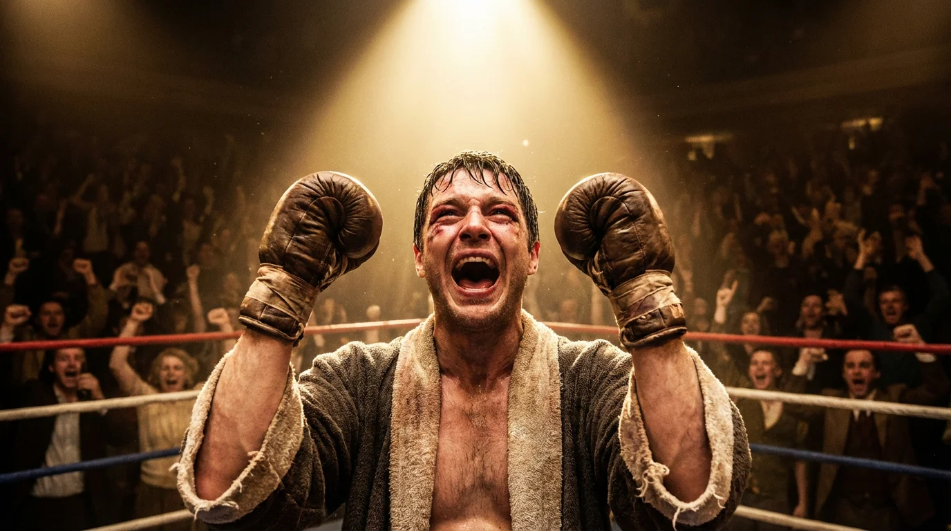 Boxer als Außenseiter mit erhobener Faust im Boxring – Value Bets Boxen